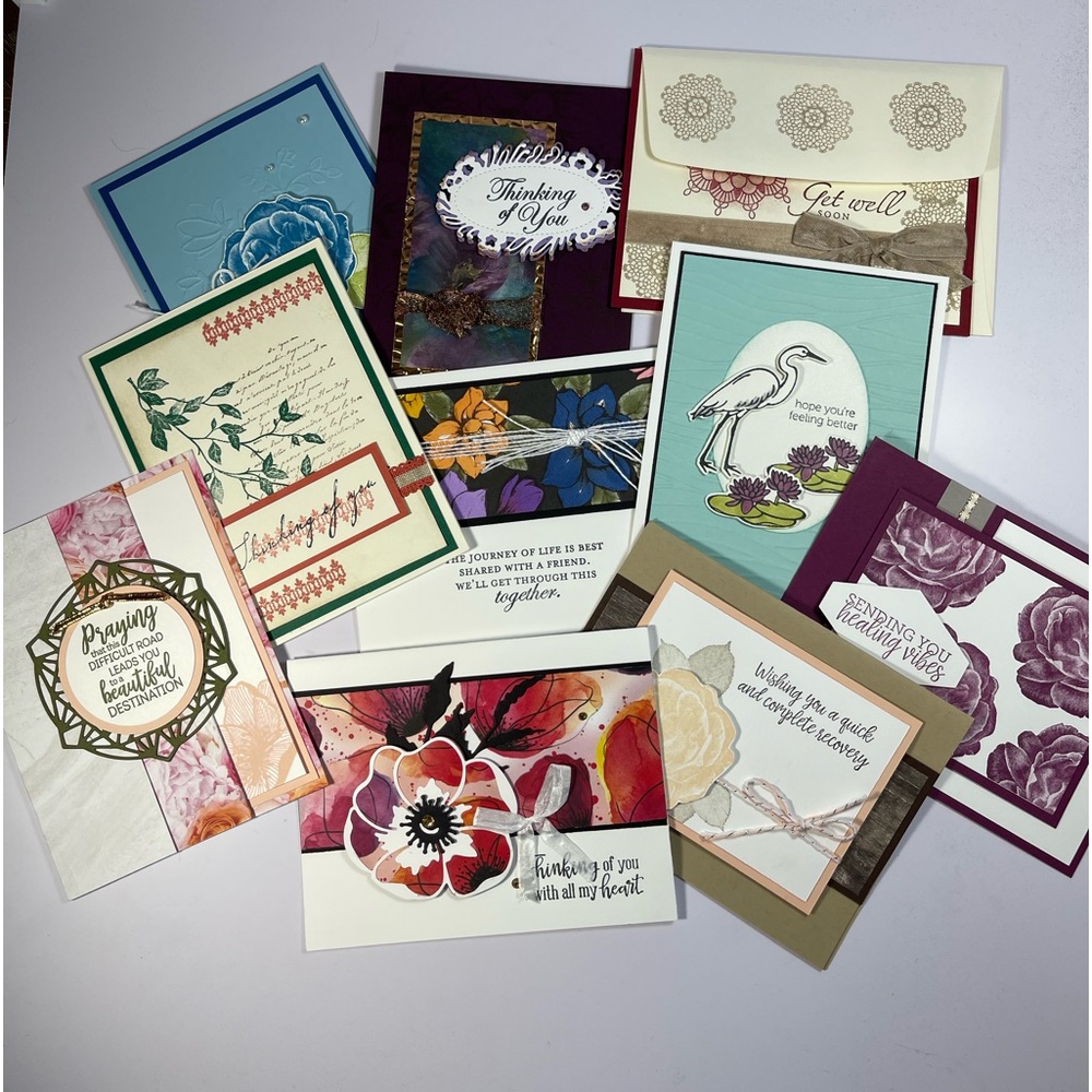 10 Handmade Get Well/Thinking of You Stampin Up! Cards, NEW